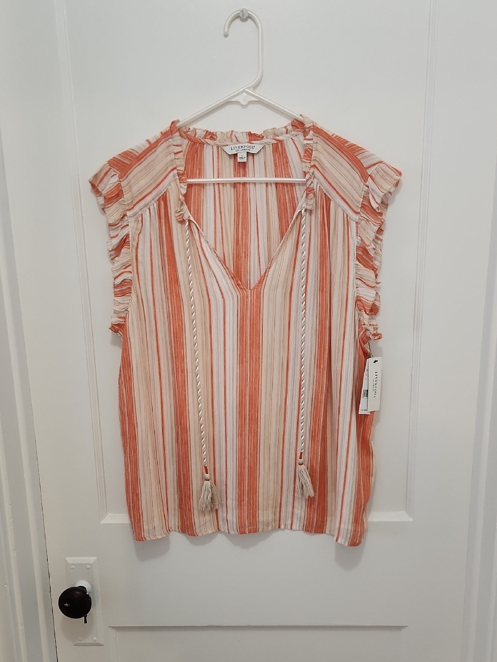NWT Liverpool Los Angeles Sleeveless Striped Top Size Large